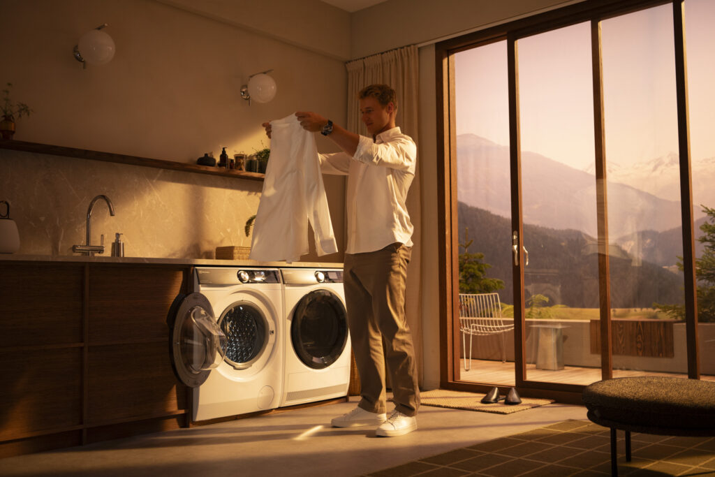 Soin du linge, c’est une campagne Electrolux avec Marco Odermatt