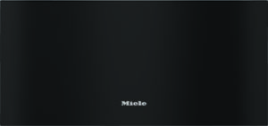 Miele logo centered on a dark, matte black surface with a subtle gradient.