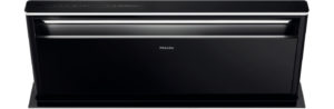 Black Miele kitchen appliance with a sleek front panel and top control strip visible