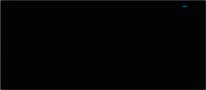 Solid black screen with a small blue dash near the top-right corner