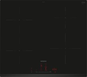 Black glass-ceramic induction cooktop with red LED timer readouts in the center.