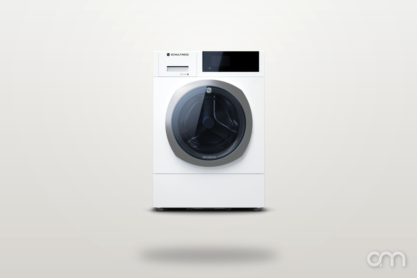 Lave-linge Schulthess de face : hublot et bandeau de commande tactile