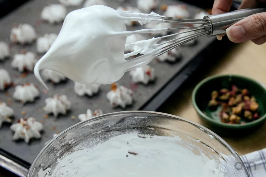 Mousse de parfait glacé aux framboises versée dans un moule à cake