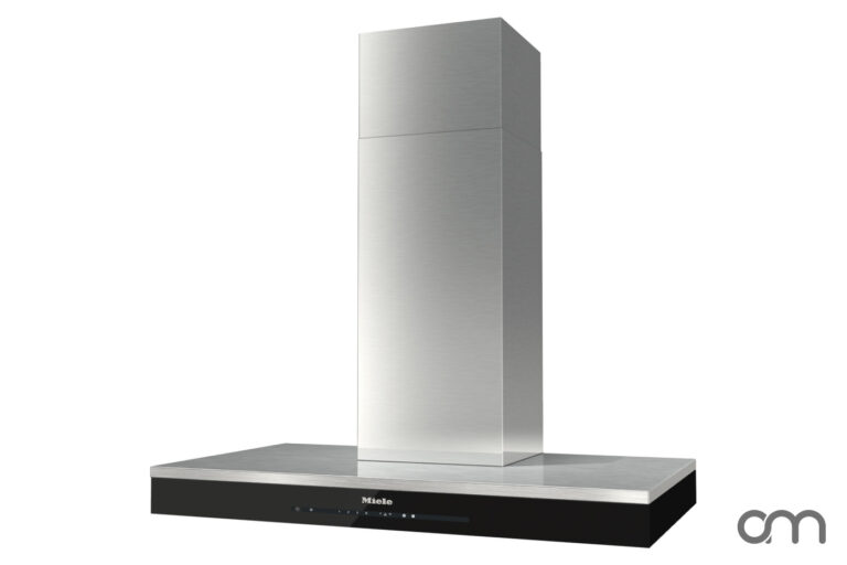 Hotte murale Miele DA 6698 W Puristic Edition 6000, 90 cm, cheminée et plafond en inox brossé, bandeau de commande Touch noir