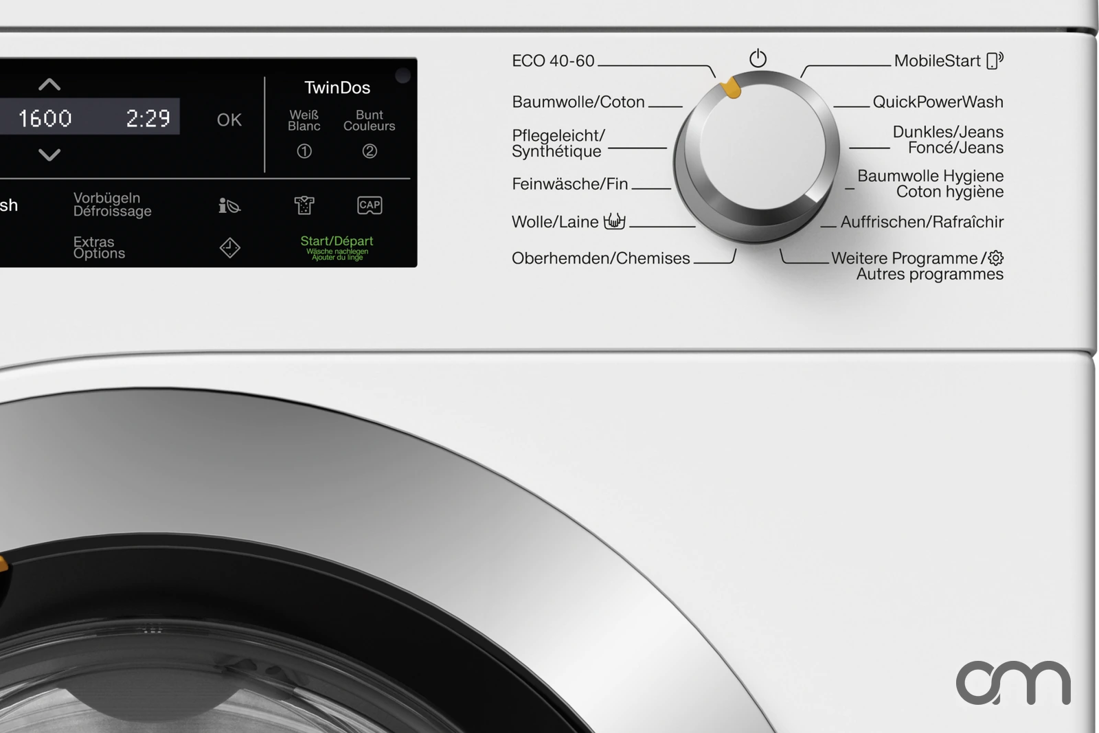 Programmateur d'un lave-linge Miele W1 avec le programme Laine, pour laver pulls et cachemire en machine dans le canton de Neuchâtel